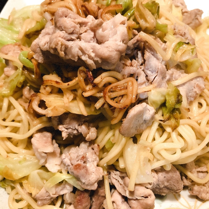 豚肉とキャベツのゆずポン酢焼きそば